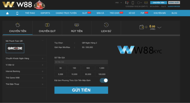Nạp Tiền W88: Hướng Dẫn Thao Tác Nhanh Gọn Và An Toàn Nhất 2026 2 Hướng dẫn nạp tiền W88 bằng mã QR Banking cực nhanh