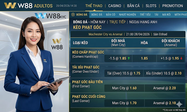 Kèo Phạt Góc W88 – Các Yếu Tố Cần Phân Tích & Dấu Hiệu Chọn Cửa Ăn Tiền Cao 1 Bảng minh họa về kèo phạt góc
